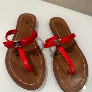 Tory Burch red patent leather sandal